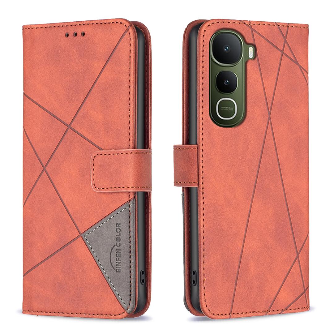

For vivo Y400 5G Phone Case BINFEN COLOR Wallet Stand Geometry Imprinted Leather Cover