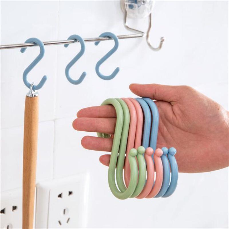 Plastic S-shaped Nail-free Kitchen & Bathroom Hook, Small Wardrobe Clothes & Storage Hanger.