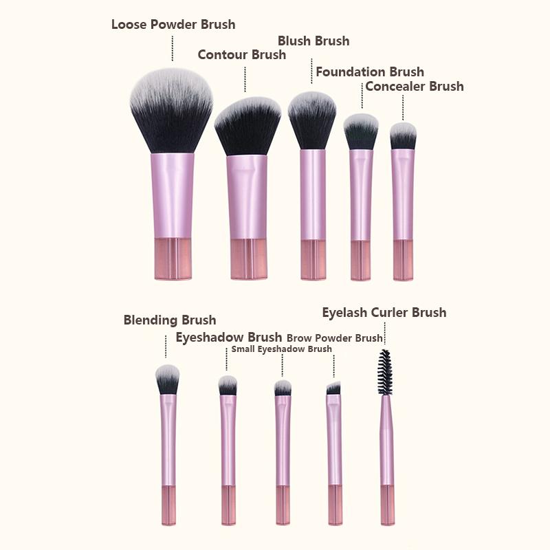 10/12Pcs Mini Makeup Brush Set Powder Eyeshadow Foundation Blush Blender Concealer Beauty Portable Makeup Tool Brush Travel Kit