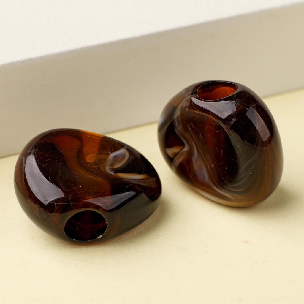 Large Irregular Flat Chinese Style Resin Beads with Straight Hole