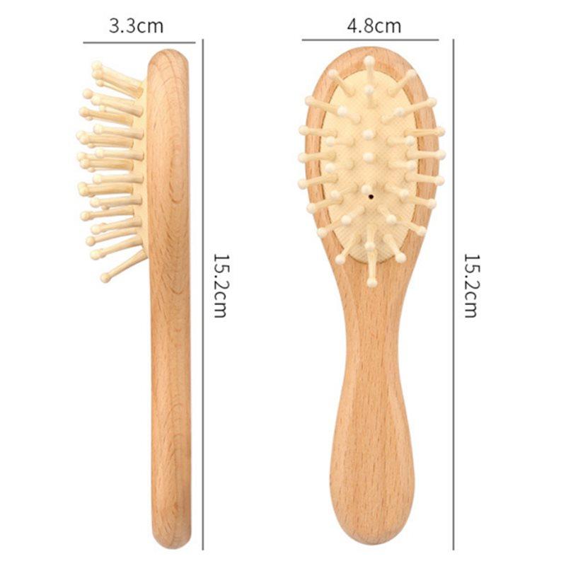 ABBP-Baby Hair Brush Set For Newborns - Soft Goat Bristle Wooden Baby Brush And Comb Set Newborn Grooming Kit
