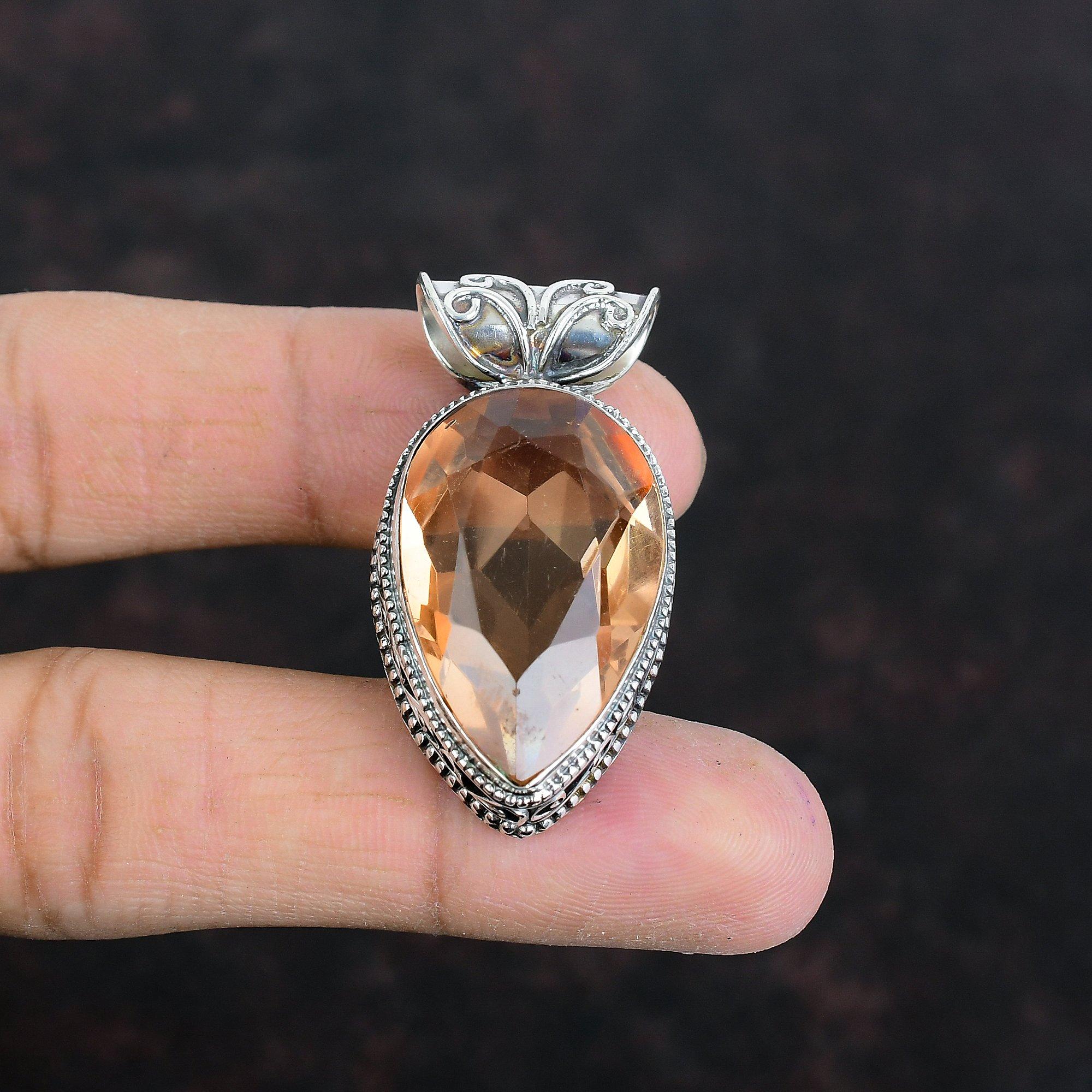 

Подвеска из ограненного морганита, драгоценный камень, уникальная бижутерия, подвеска из стерлингового серебра 925 пробы, подвеска ручной работы, изящная винтажная подвеска, подарки для жены