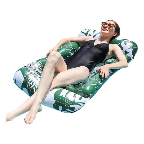 

Inflatable Pool Float Mat with Hole Headrest Adults Size Foldable Floating Lounger Raft Summer Swimming Pool Party Beach Lake Essentials B