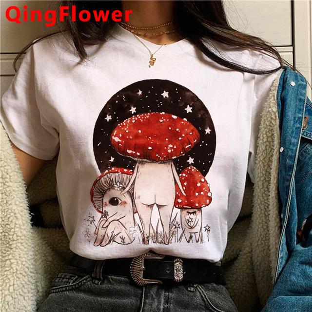 Kawaii Mushroom T Shirt Clothes Women Kawaii 2021 Streetwear Japanese Vintage Summer Top Clothes Harajuku