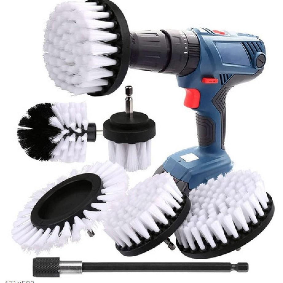 6-Piece Electric Drill Brush Set: Multi-Functional Cleaning for Kitchen, Bathroom, and Car. Other; 6-Piece Drill Brush Set; PP