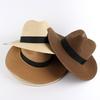 Straw Hat High-Density Natural Straw Fabric Lightweight Breathable Sun Protection Wide Brim Flat Top Summer Hat