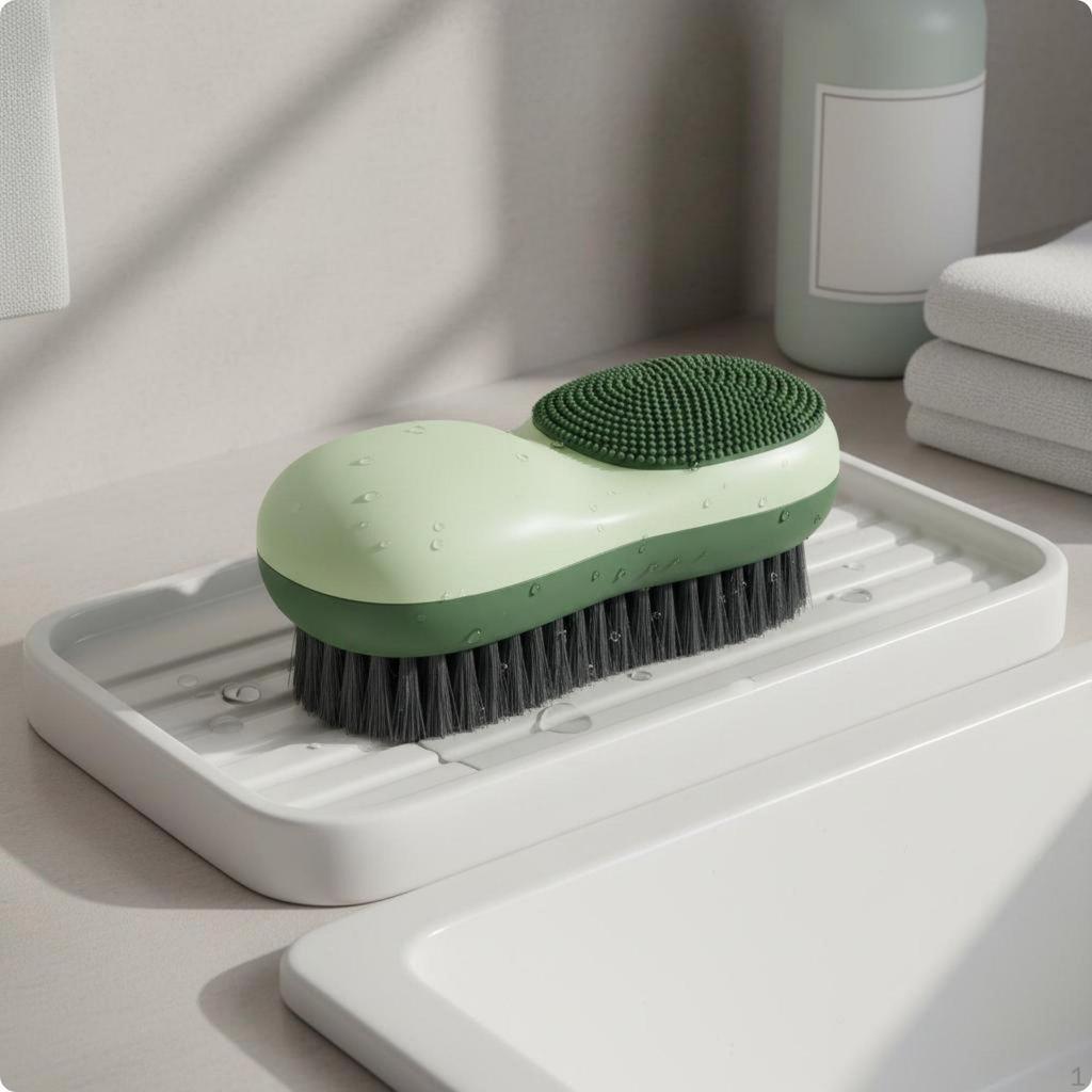 Double Sided Laundry Brush Versatile Soft Fiber Scrub Multifunctional White