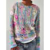 Spot 3D Printed Women's Floral Pattern Pullover Hoodie Without Hat Casual Loose Long Sleeved Top