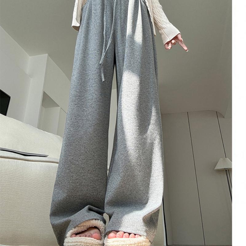 

Флисовые брюки из клейкого риса для женщин на осень и зиму, новый стиль, бархатные брюки, драпированные, ленивые повседневные брюки, прямые, облегающие, мягкие брюки с широкими штанинами XL