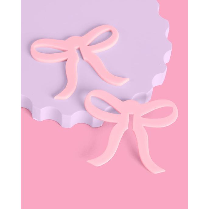 xo, Fetti Pink Bow Drink Markers - 8 count, 2" | Tying the Knot Bachelorette Party, Coquette Birthday Party Accessory, Girly Ribbon Party Drink