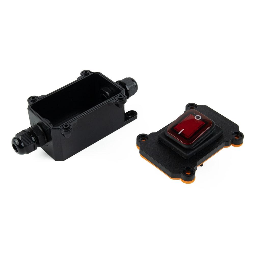 220V Waterproof Switch 24V 4 Feet 2 Gears IP65 Red With Light