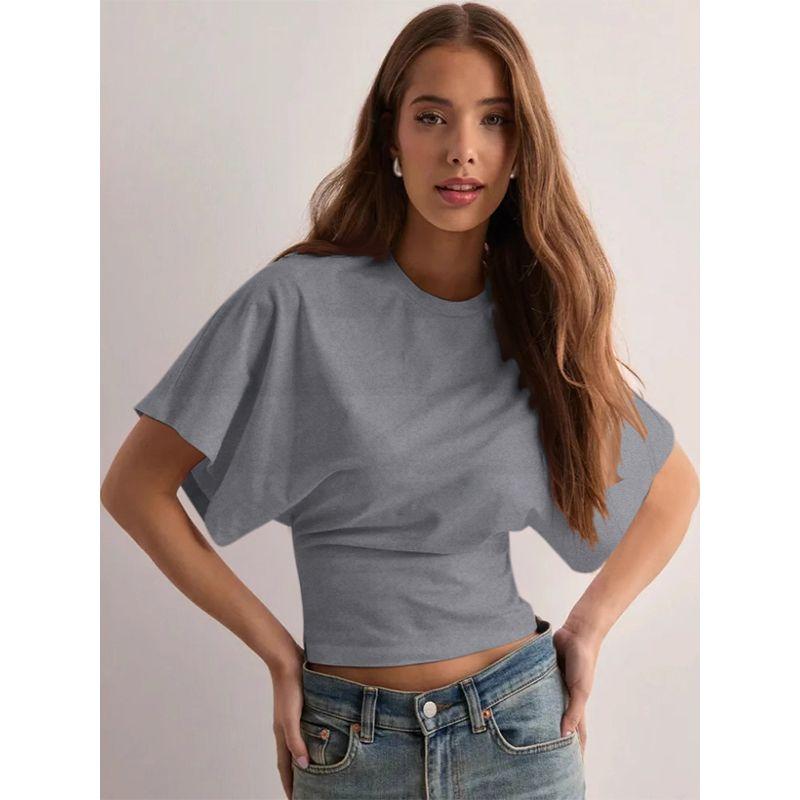 Shemoda Summer All-Matching round Neck Short Sleeve T-shirt Female Street Fashion Loose Leisure Slimming Sexy Tops