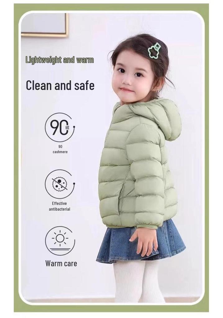 2025 Kids' Lightweight Hooded Down Jacket - White Duck Down for Boys & Girls