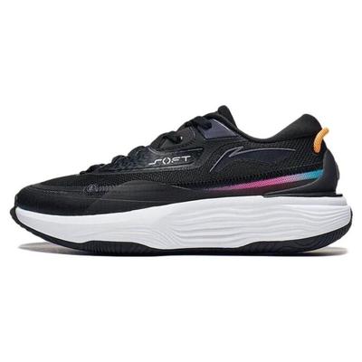 Li Ning SOFT WARM Cushioning, Wear Resistant Low Top Casual Shoes Men's Black Orange AGLT121-1