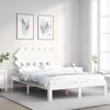 VidaXL Bed Frames with Headboard White Double Solid Wood 3193702