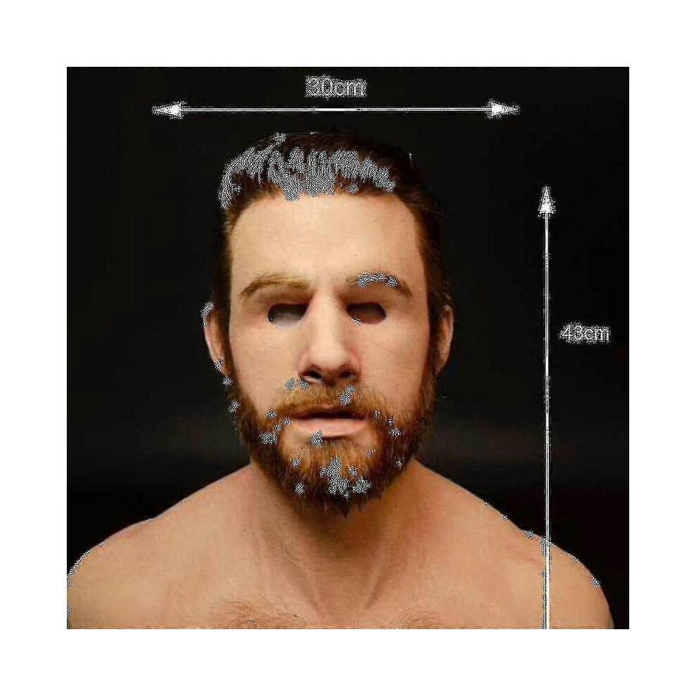 (Hair) Latex Realistic Mans Face Cover Mask Male Disguise   Halloween Party Props_y