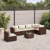 VidaXL Garden Furniture Set with Cushions 7 Pcs Brown Wicker, Outdoor Sofa Set, Garden Corner Sofa, 3308177