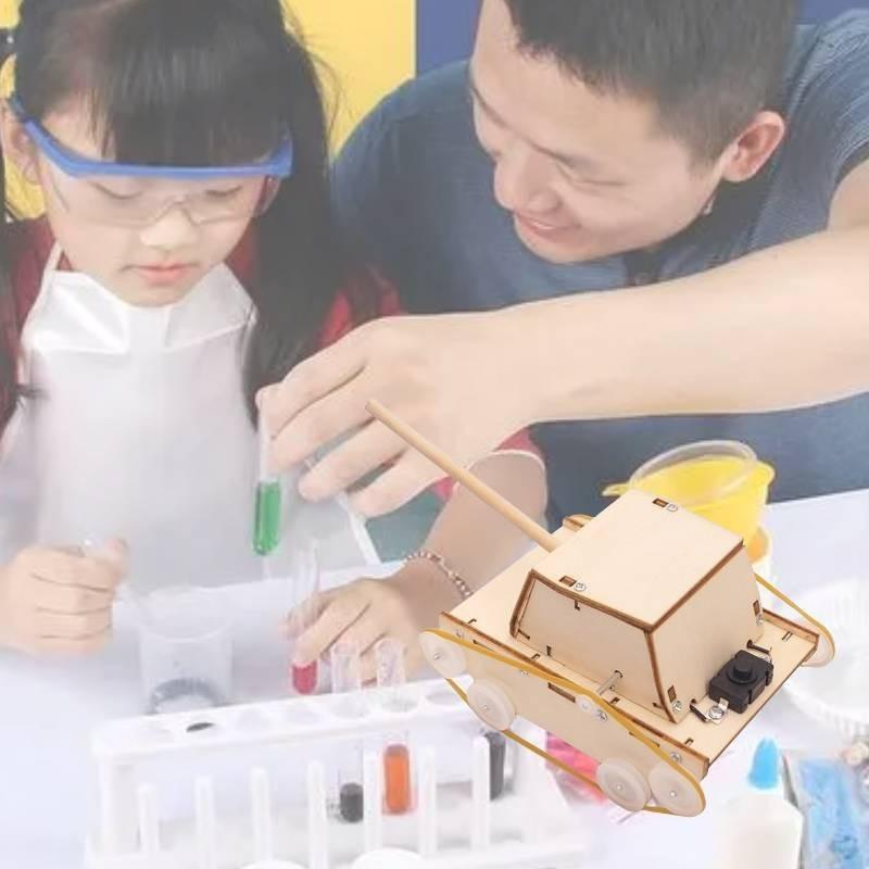 Children's Wooden Diy Electric Tank Science Kit Educational Toy Gift Material C-25 Pack