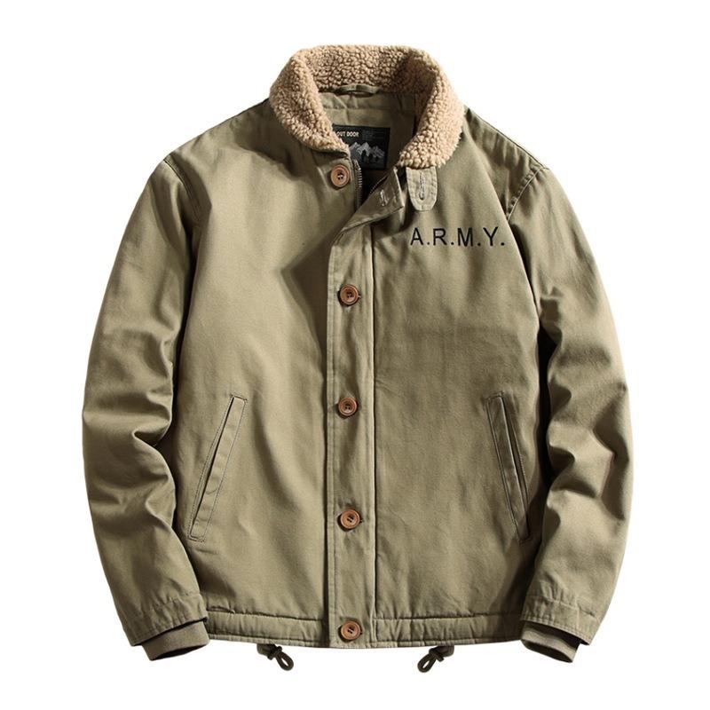 Winter N1 Deck Jacket Padded Jacket Padded Jacket Medium Thickened Fleece Tooling Jacket Retro Lamb Fleece Jacket Men
