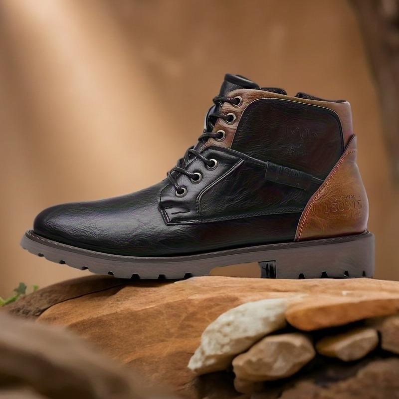 

Handmade Men Boots Autumn Winter Male Booties Outdoor Vintage Brown Boots Ankle Work Boots 39 чёрный