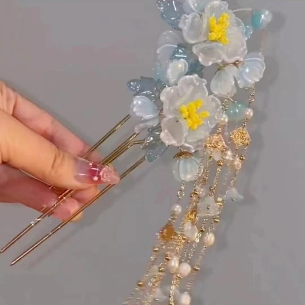 U Shape Peony Hairpin For Women Vintage Chinese Style Flower Hair Stick Handmade Metal Jewelry Hair Accessory Hanfu Hair Comb
