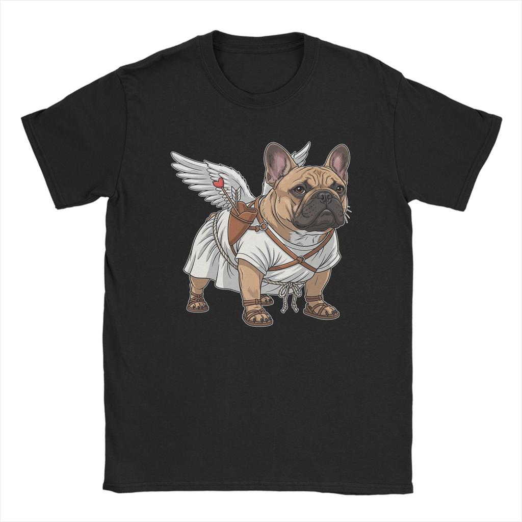 Cute French Bulldog Cupid Angel Wings Love Valentines Day Unisex T Shirts Tees Short Sleeve Crew Neck TShirts Clothes