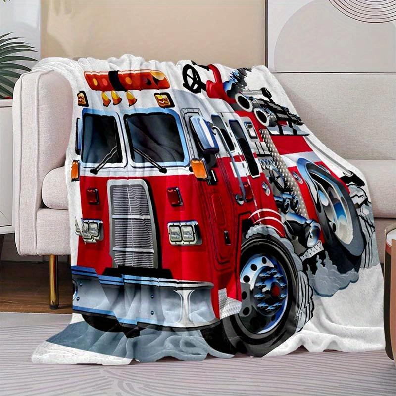 Fire Truck Blanket Soft Warm Throw Blanket Nap Blanket For Couch Sofa Office Bed Camping Travel Multipurpose Gift Blanket For All Season