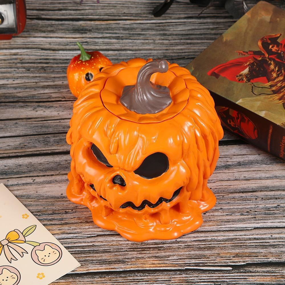 Halloween Fun Pumpkin Head Ornament Cartoon Pumpkin Flower Pot Resin Crafts Home Decoration Wax Pumpkin