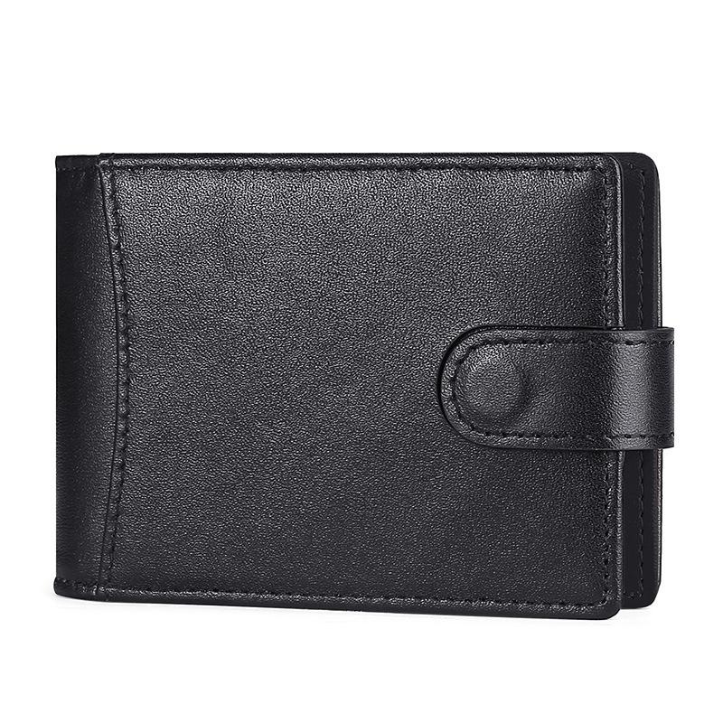 

Кожаный кошелек Мужской короткий стиль, с ремешком-пуллером, зажим для кредитных карт, Металлический кошелек для долларов