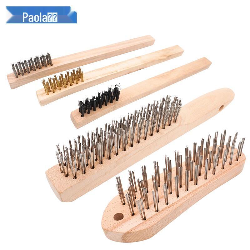 Paola Wood Handle Stainless Steel Wire Brush Set