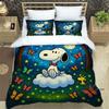 (Snoopy) Sunflower-Themed Printed Bedding Set: Featuring a duvet cover and pillowcases, this soft and comfortable set is availab