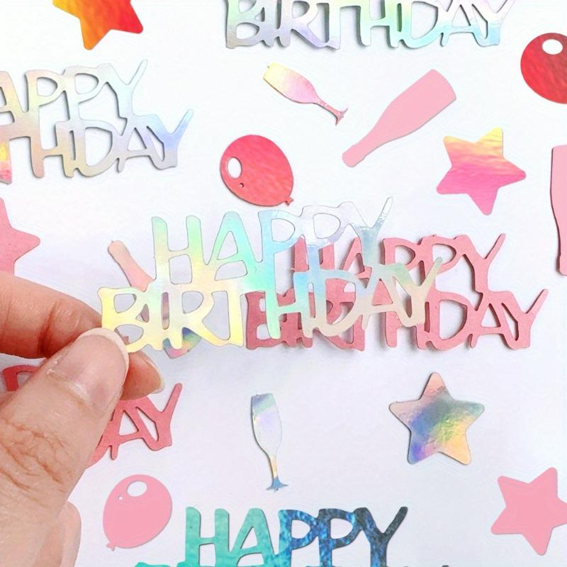 100pcs Colorful Birthday Confetti Decorations, Paper Balloon & Hat Cutouts, Festive Sprinkles for Party Table Scatter