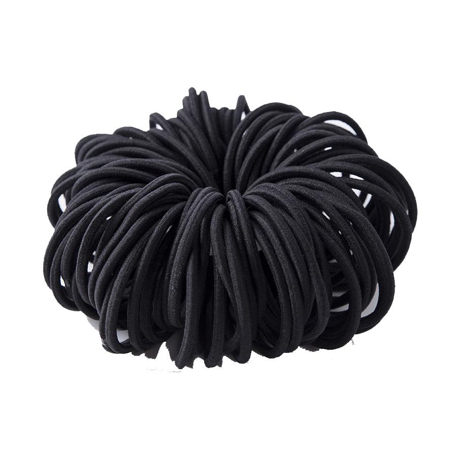 100PCS/Bag 4mm Black Seamless Elastic Hair Bands Base Ponytail Holders Rope Top Elasticity Hair Ties for DIY Hair Accessories