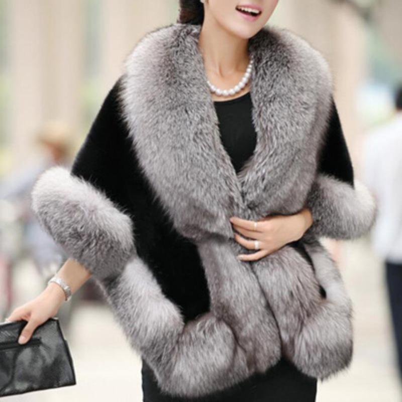 Artificial Imitation Fur Coat Women's Medium and Long Imitation Mink Hair New Imitation Fox Fur Collar Shawl