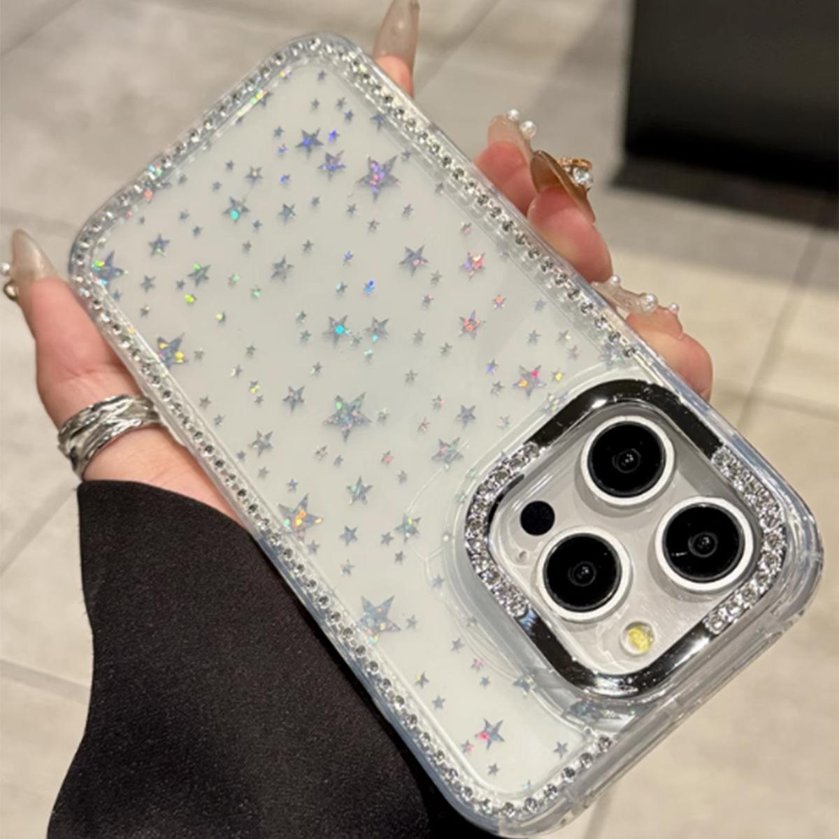 

Laser Star Sparkling Diamond Case for Apple 17PROMAX Protective Cover Soft Edge Anti-Hand Sweat Inlaid Rhinestone Mobile Phone Case For iPhone 17 Pro Max