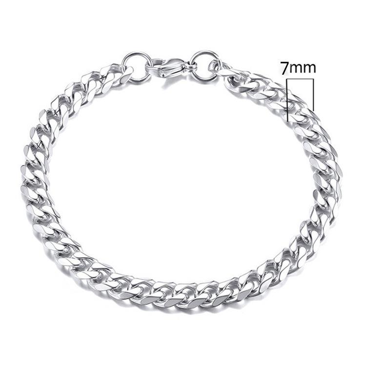 

Titanium Steel Basic Curb Chain Bracelet for Men Stainless Steel Cuban Link Chain Wristband Classic Simple Heavy Male Jewelry 20cm
