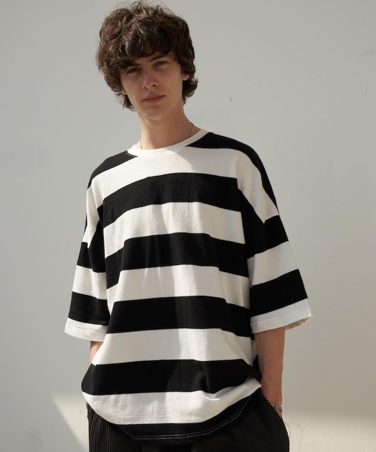 Tener Striped Boxy T-Shirt (Black) Free