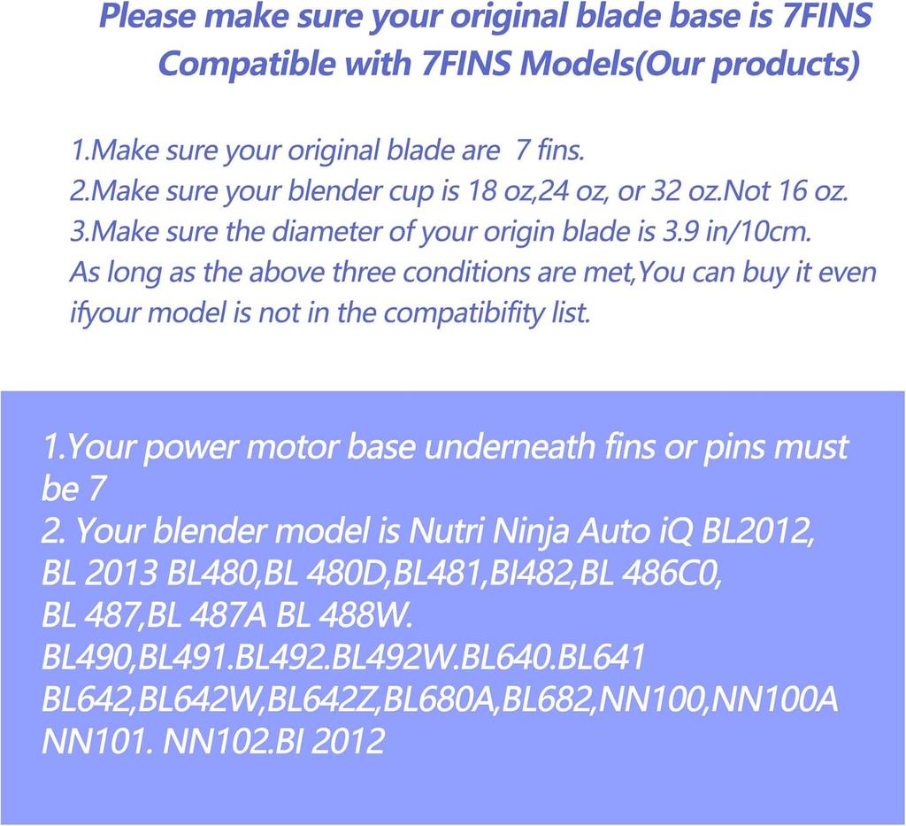1 Pack Extraktor Klingenbaugruppe 7 Finnen Ninja Mixer Klinge Ninja Mixer Ersatzteile Kompatibel mit Ninja Mixern Auto iQ BL480 BL482 BL642