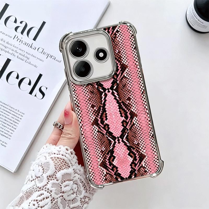 

Fashion Snake Skin Pattern Plating Phone Case For Xiaomi Redmi Note 14 15 Pro Plus 13 12 11 11S 11T 10 9S 9 5G Anti-Fall Airabag Redmi Note 12 Pro 5G
