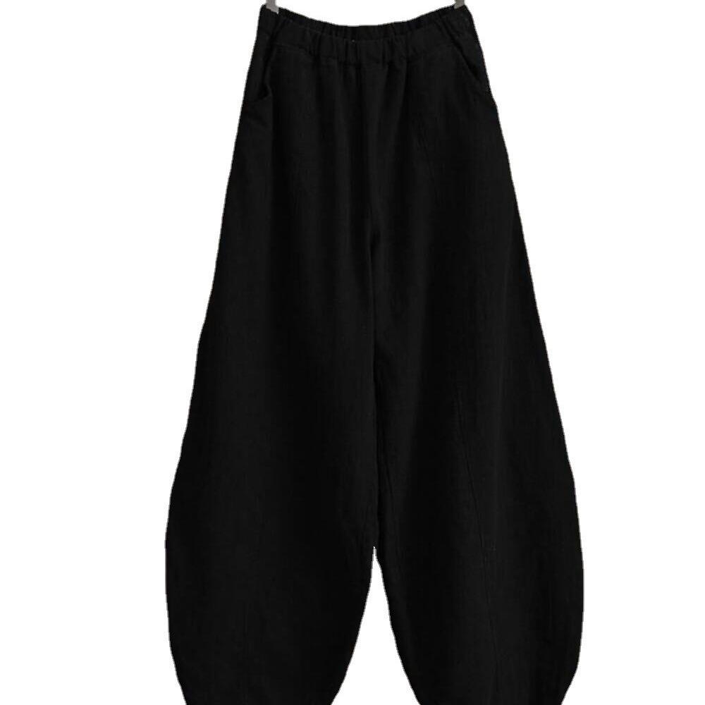 Pantaloni a Lanterna da Donna Taglie Forti in Cotone e Lino Stile Giapponese - Primavera/Autunno 2022