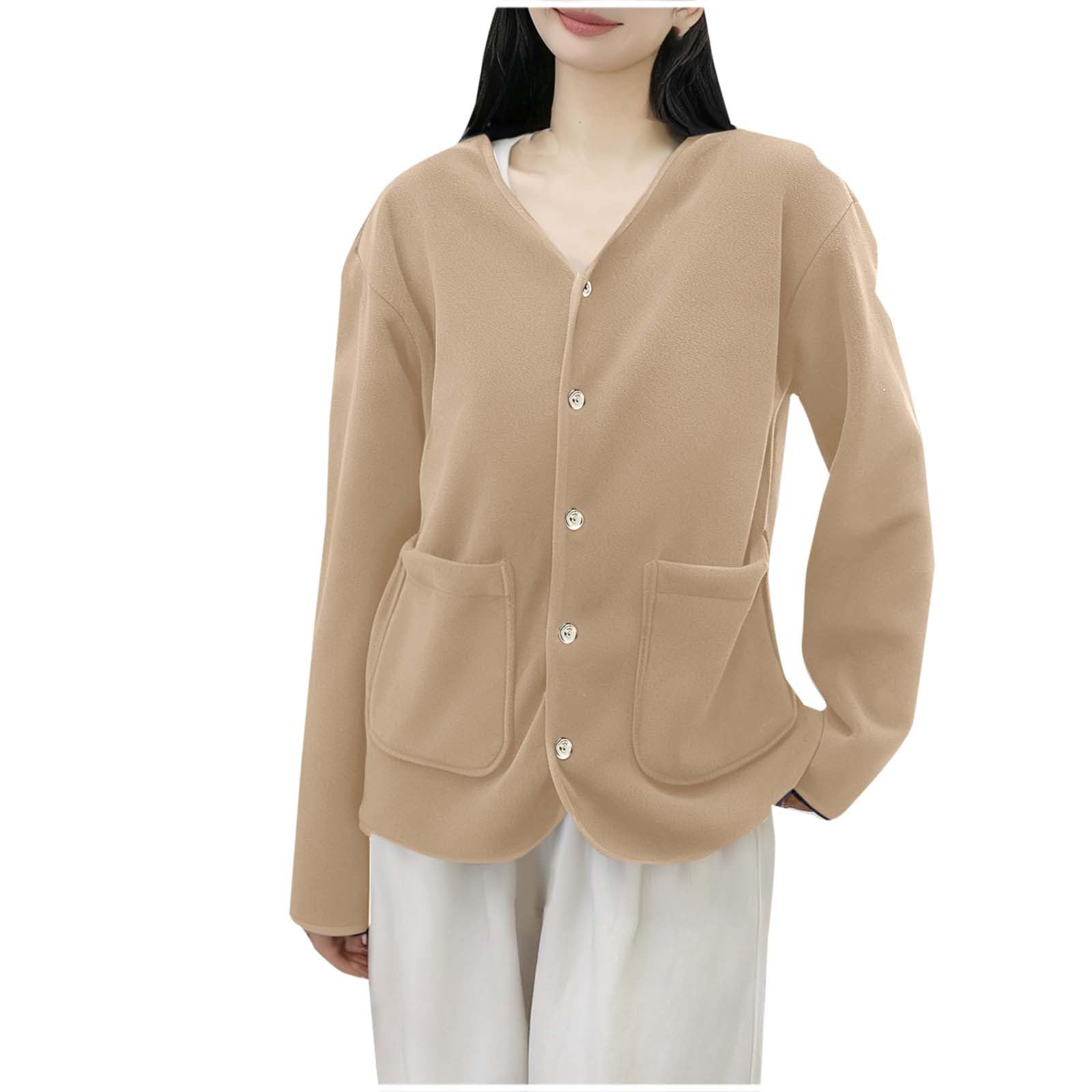

Women s Winter Fashion Casual Lightweight Buttoned Cardigan Sweater With Pockets, Long Sleeves, V-neck, Long-sleeved Coat XL хакі