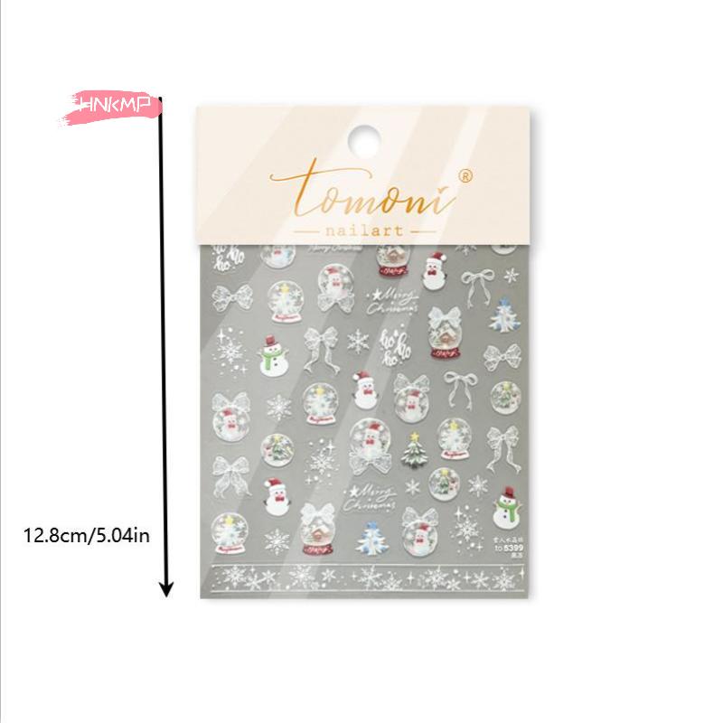 1 Stück Weihnachten Schneemann Winter Nagelkunst Aufkleber Weiße Kristallkugel Ornament Frischer Stil für Festliche Nageldekoration