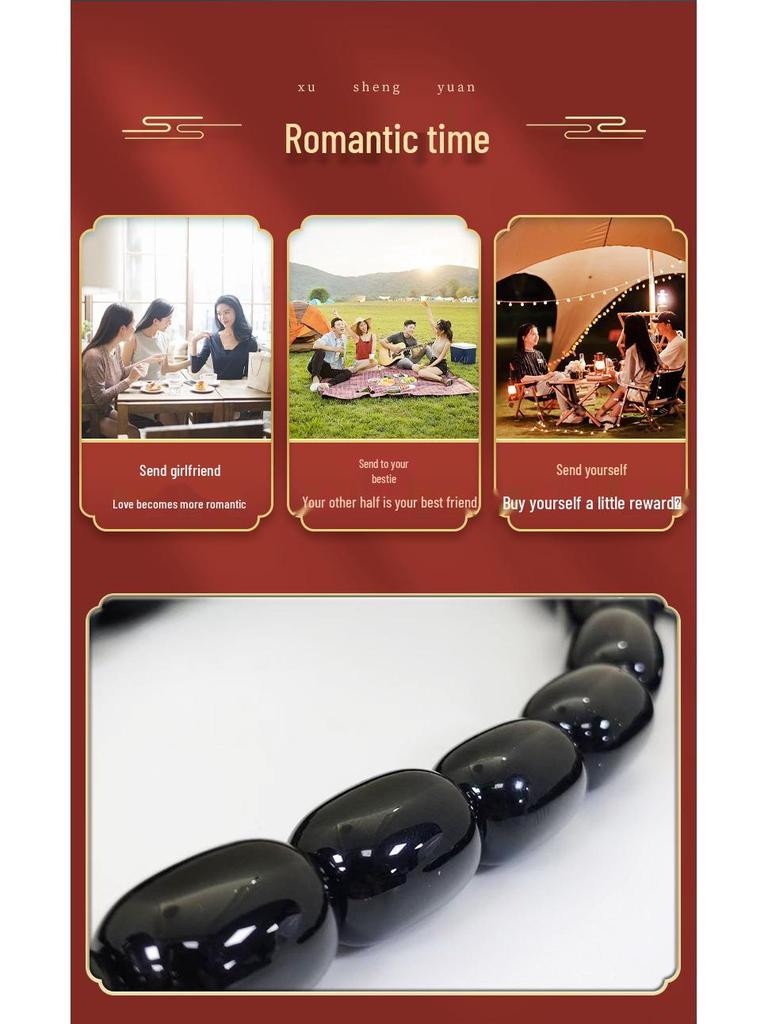 Ancient Black Agate Barrel Bead Bracelet Necklace DIY Jewelry Accessories