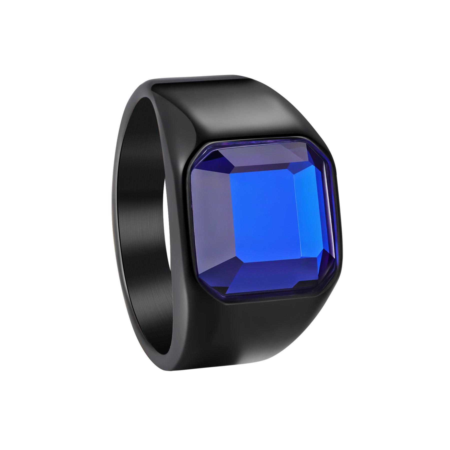 

Мужское кольцо из титановой стали с разноцветными драгоценными камнями - Обручальное кольцо в европейском и американском стиле Size 11