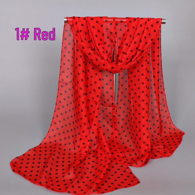 Eșarfă șifon cu buline mici de primăvară 2025: Protecție Solară la Modă pentru Femei, Ușoară și Lungă