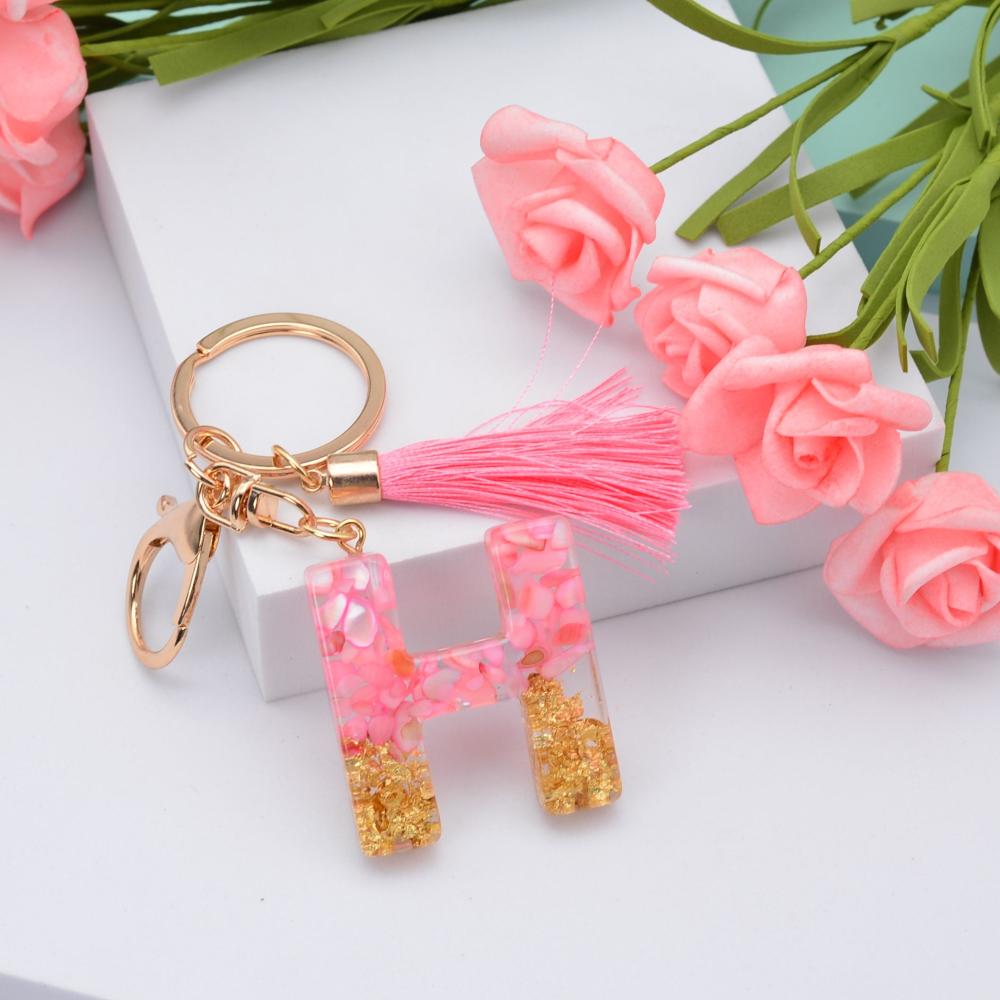 Cute Couple Gift Resin Material Letter Keychain Alphabet Key Chain Glitter Keyring Bag Pendant