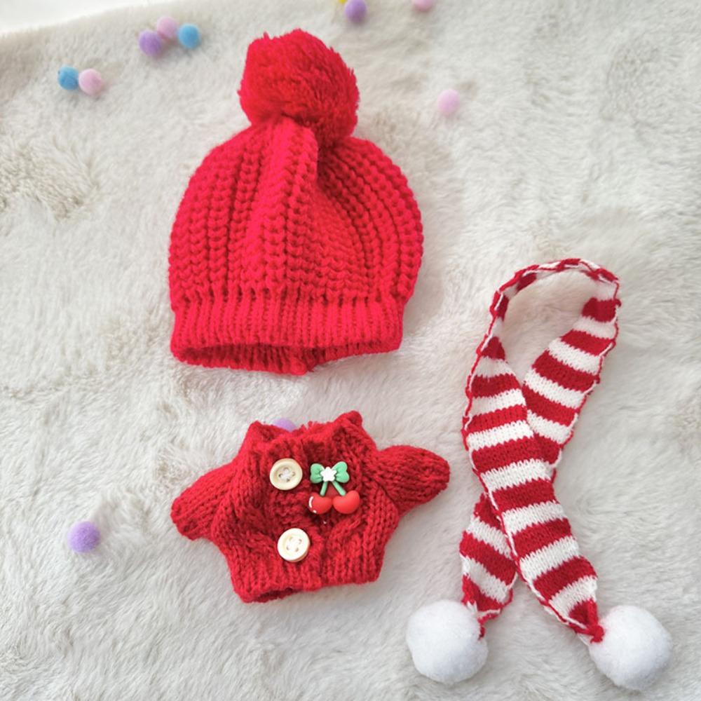 

Knitted Labubu Doll s Clothes Bowknot 17cm Plush Dolls Clothes Cotton Doll Accessories червоний