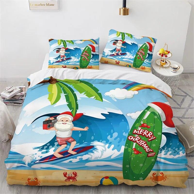 Cartoon Weihnachten Weihnachtsmann Bettwäsche Set Jungen Mädchen Twin Queen Size Bettbezug Kissenbezug Bett Kinder Erwachsene Home Textileextile
