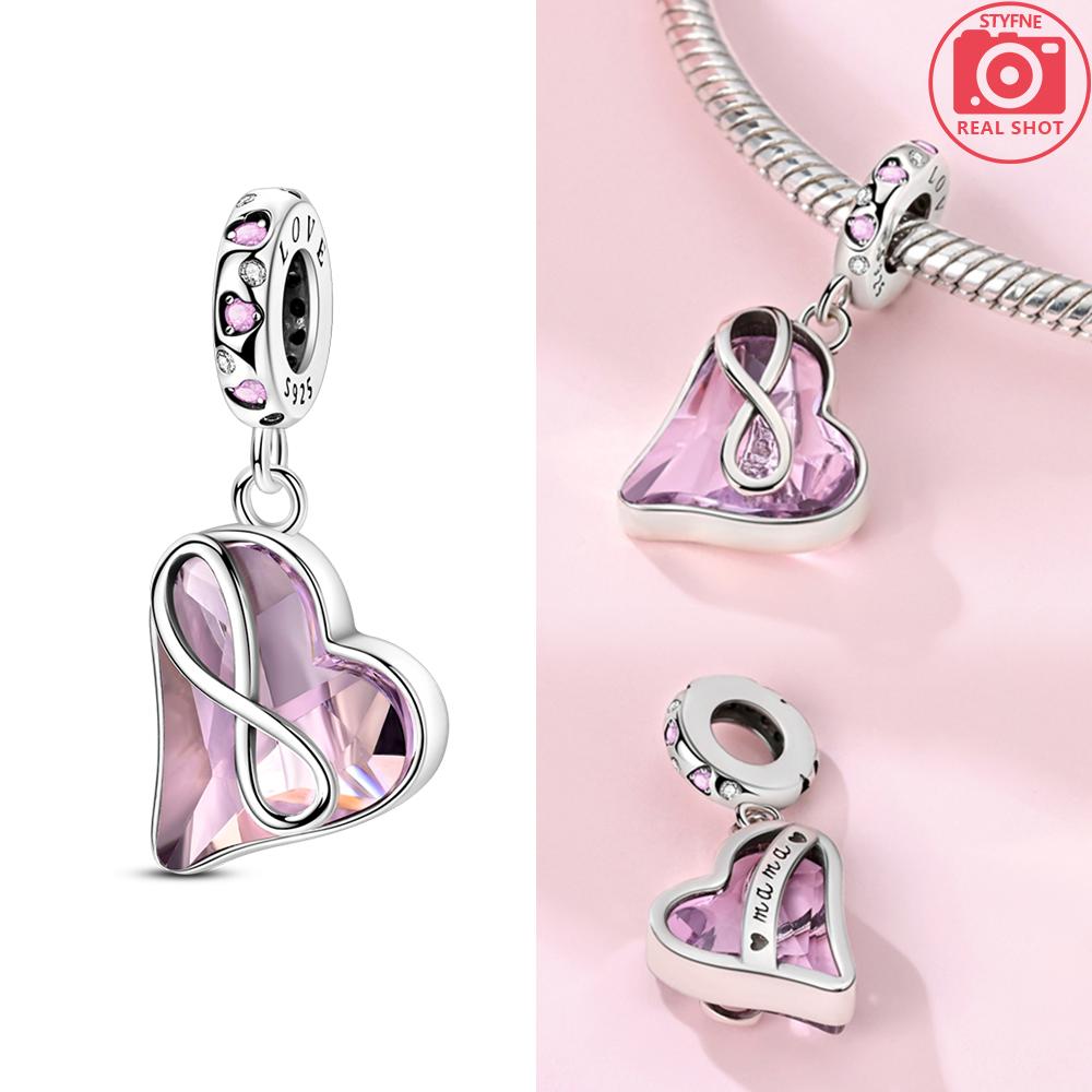 Copper Color Trunk Heart Shape Bow Pink Charms Beads Fitoriginal Bracelets Fine Diy Birthday Women Jewelry Gift