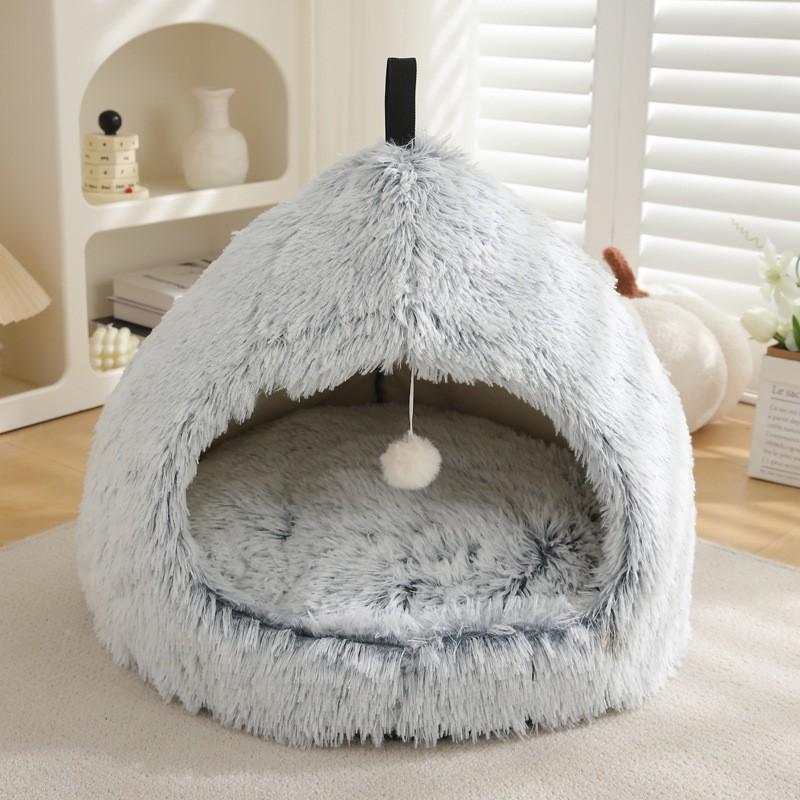 Cozy Winter Pet Bed Cats Small Dogs Plush Warm Nest With Deep Sleep Design Indoor Use